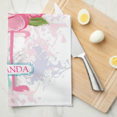 Handgemalt rosa Flamingo Geschirrtuch (Viertel Falte)