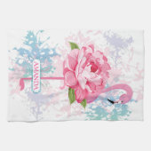 Handgemalt rosa Flamingo Geschirrtuch (Horizontal)