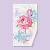 Handgemalt rosa Flamingo Personalisiert Badhandtuch Set (Handtuch)
