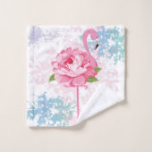 Handgemalt rosa Flamingo Personalisiert Badhandtuch Set (Waschlappen)