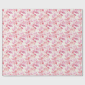 Handgemalt rosa Leaf Wasserfarbmuster auf Weiß Geschenkpapier (Flach)