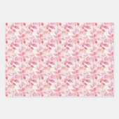 Handgemalt rosa Leaf Wasserfarbmuster auf Weiß Geschenkpapier Set (Vorderseite)