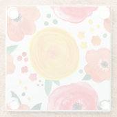 Handgemalt Rosa und Gelb Aquarellblume Glasuntersetzer (Rückseite)