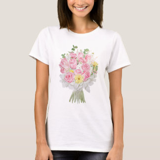 handgemalt Rosa und Gelb-Strauß T-Shirt