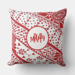 Handgemalt Rot Henna Mehndi Muster Kissen