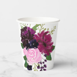 Handgemalt Rot, Rosa und Tief lila Pappbecher