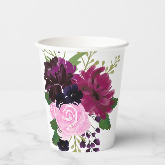 Handgemalt Rot, Rosa und Tief lila Pappbecher (Vorderseite)