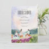 Handgemalt rustikales Picknick-Brautparty Einladung (Stehend Vorderseite)