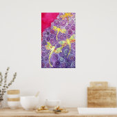 Handgemalt Seidendrachenplakat von Cyn McLaren Poster (Küche)