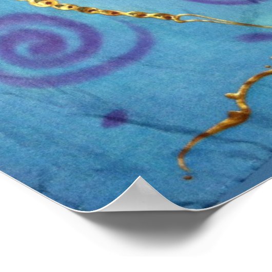 Handgemalt Seidendrachenplakat von Cyn McLaren Poster (Ecke)