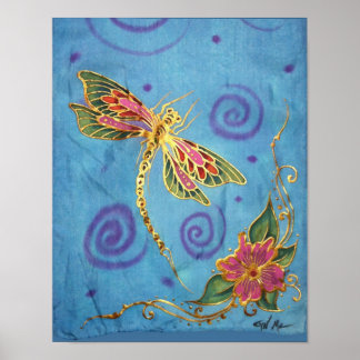Handgemalt Seidendrachenplakat von Cyn McLaren Poster