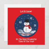 Handgemalt Snowman RED Feiertagskarte (Vorne/Hinten)