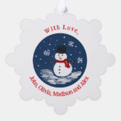 Handgemalt Snowman RED Personalize Ornament Karte (Rückseite)