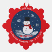 Handgemalt Snowman RED Personalize Ornament Karte (Vorderseite)
