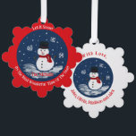 Handgemalt Snowman RED Personalize Ornament Karte<br><div class="desc">Handgemalte Snowman Red PERSONALIZE</div>