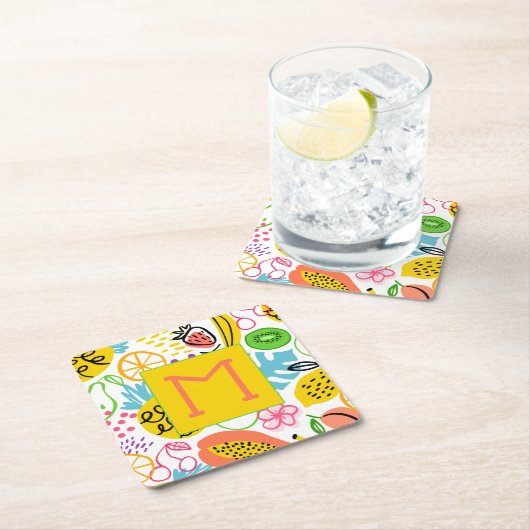 Handgemalt Sommerfruchtmuster Rechteckiger Pappuntersetzer (Vor Ort)