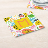 Handgemalt Sommerfruchtmuster Rechteckiger Pappuntersetzer (angewinkelt)