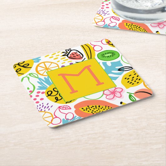 Handgemalt Sommerfruchtmuster Rechteckiger Pappuntersetzer (angewinkelt)