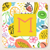 Handgemalt Sommerfruchtmuster Rechteckiger Pappuntersetzer (Vorderseite)