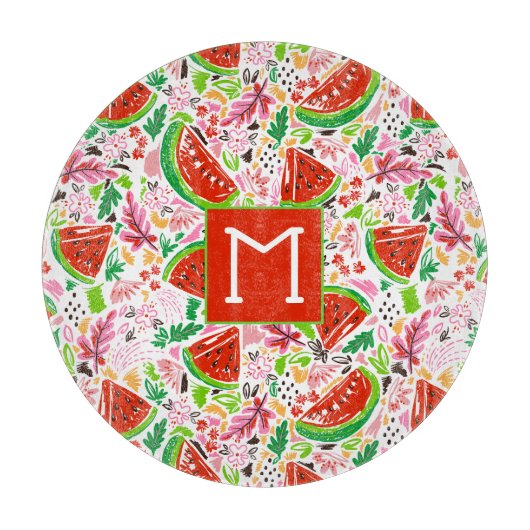 Handgemalt Sommerfruchtmuster Schneidebrett (Vorderseite)