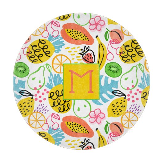 Handgemalt Sommerfruchtmuster Schneidebrett (Vorderseite)