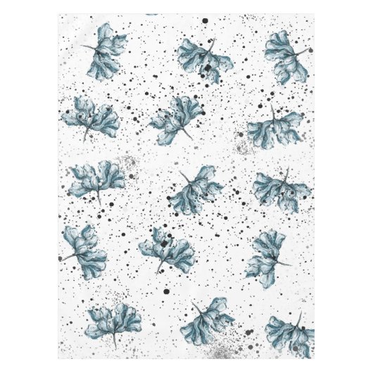 Handgemalt Stahl Blau Blumenmuster Tischdecke (Vorderseite)