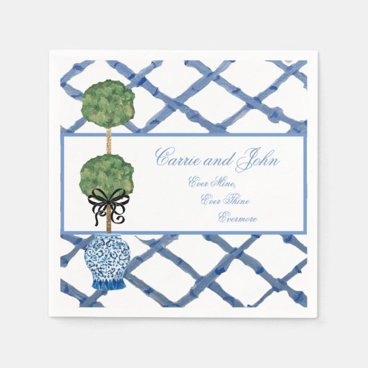 Handgemalt Topiary Chinoiserie Ginger Jar Jars Serviette (Vorderseite)