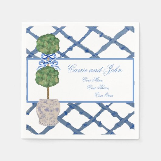 Handgemalt Topiary Chinoiserie Ginger Jar Jars Serviette (Vorderseite)