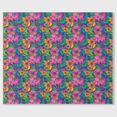 Handgemalt tropisches Blumenmuster in fett rosa Geschenkpapier (Flach)