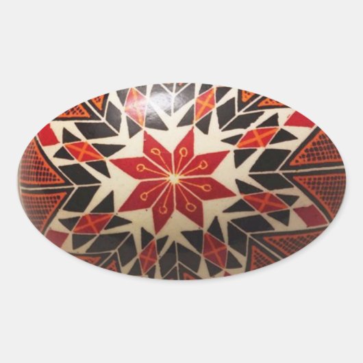 Handgemalt Ukrainisches Osterei Ovaler Aufkleber (Vorderseite)