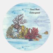 Handgemalt Unterwasser-Korallenriff Runder Aufkleber (Vorderseite)