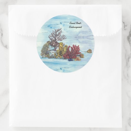 Handgemalt Unterwasser-Korallenriff Runder Aufkleber (Tasche)