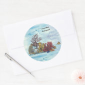 Handgemalt Unterwasser-Korallenriff Runder Aufkleber (Umschlag)