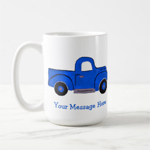 Handgemalt Vintages Blue Truck Design Kaffeetasse