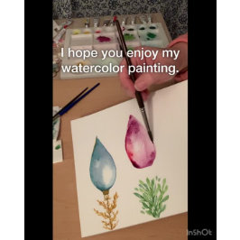 Handgemalt Wasserfarbe Rosa Weihnachtsbaum Feiertagskarte