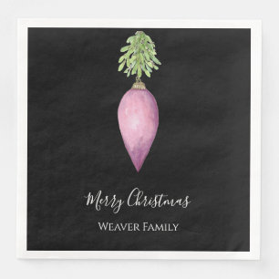 Handgemalt Wasserfarbe Rosa Weihnachtsbaum Serviette