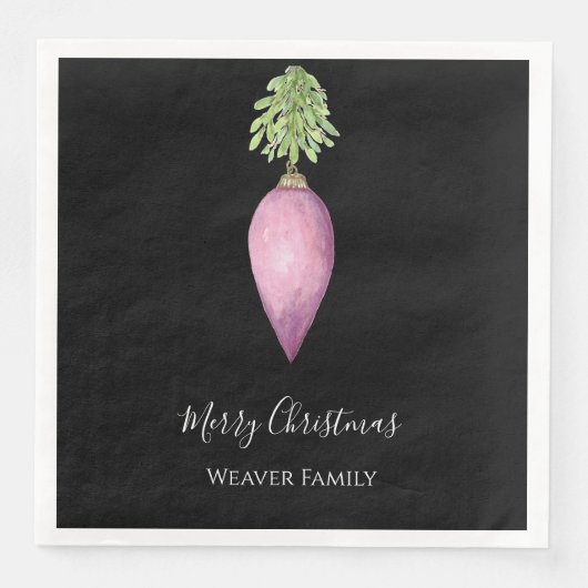 Handgemalt Wasserfarbe Rosa Weihnachtsbaum Serviette (Vorderseite)