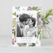 Handgemalt Wasserfarben Blumengarten Foto Save The Date (Stehend Vorderseite)