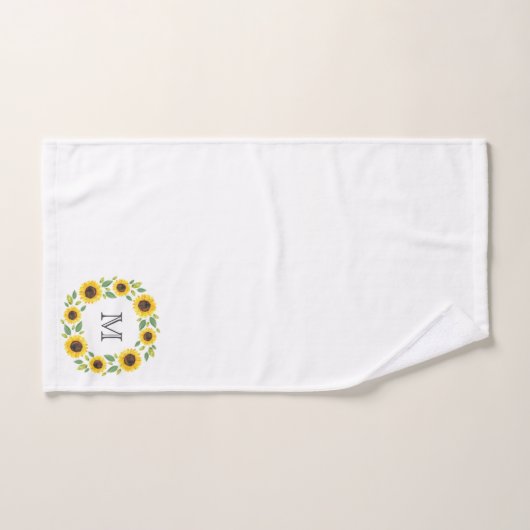 Handgemalt Wasserfarben Sonnenblumenkranz Badhandtuch Set (Handtuch)