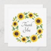 Handgemalt Wasserfarben Sonnenblumenkranz Dankeskarte (Vorne/Hinten)
