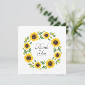 Handgemalt Wasserfarben Sonnenblumenkranz Dankeskarte (Stehend Vorderseite)