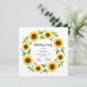Handgemalt Wasserfarben Sonnenblumenkranz Einladung (Stehend Vorderseite)