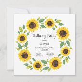 Handgemalt Wasserfarben Sonnenblumenkranz Einladung (Vorderseite)