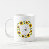 Handgemalt Wasserfarben Sonnenblumenkranz Kaffeetasse (Links)