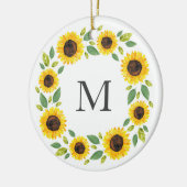 Handgemalt Wasserfarben Sonnenblumenkranz Keramik Ornament (Links)