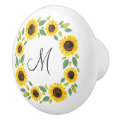 Handgemalt Wasserfarben Sonnenblumenkranz Keramikknauf (Rechts)