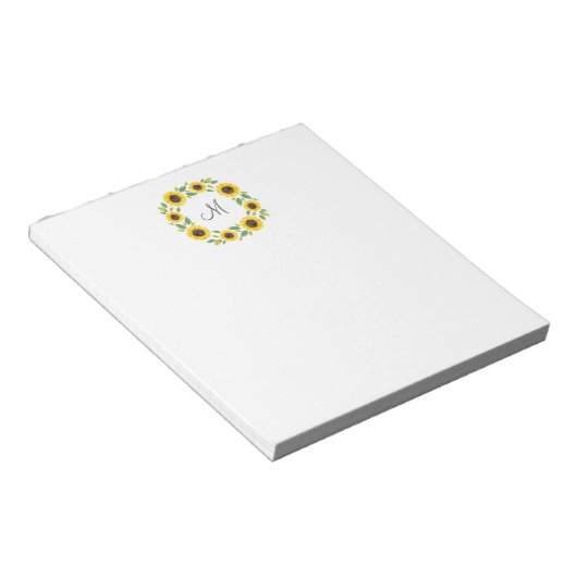 Handgemalt Wasserfarben Sonnenblumenkranz Notizblock (angewinkelt)