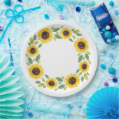 Handgemalt Wasserfarben Sonnenblumenkranz Pappteller (Party)