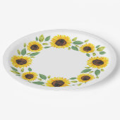 Handgemalt Wasserfarben Sonnenblumenkranz Pappteller (Schrägansicht)
