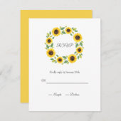 Handgemalt Wasserfarben Sonnenblumenkranz RSVP Karte (Vorne/Hinten)